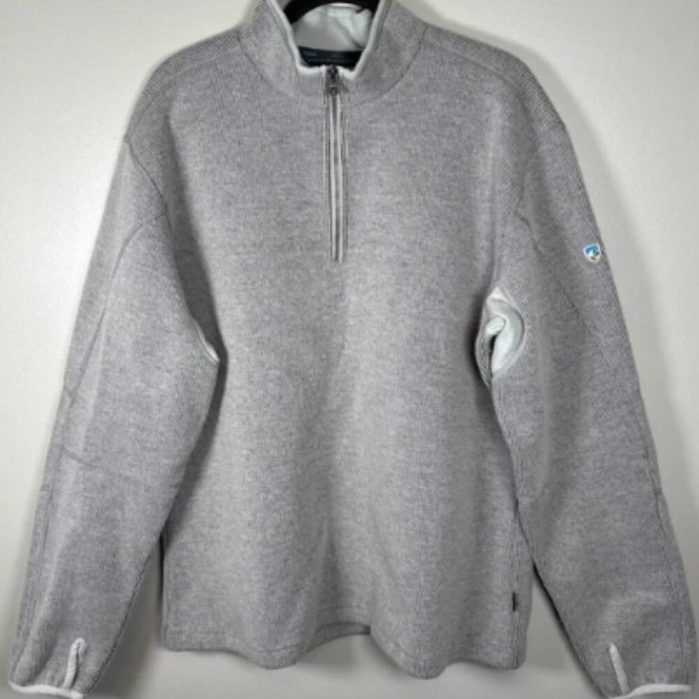 KUHL Men’s Thor 1/4 Zip Cloud Gray Thermokore Wool Blend Size XL Outdoors